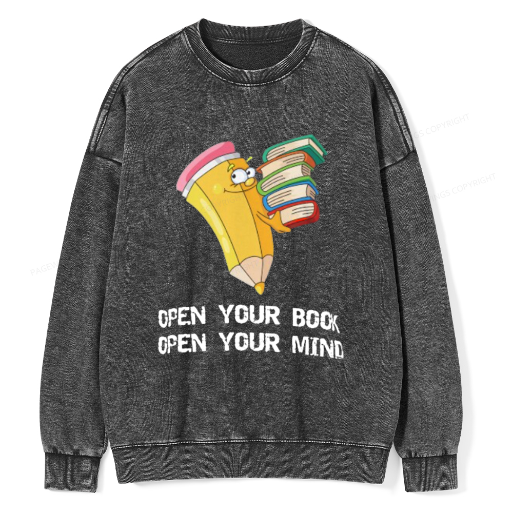 Pagewings Open Your Book Open Your Mind Unisex Washed Sweatshirt