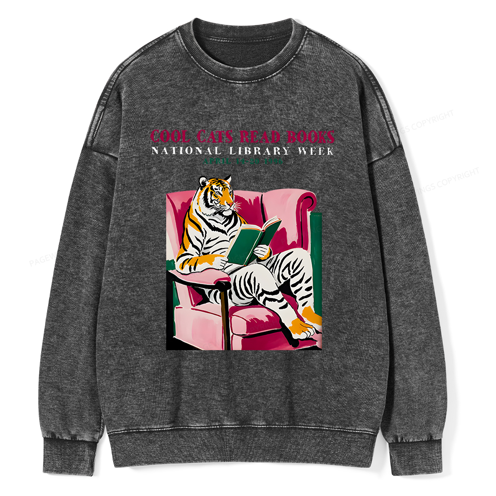 Pagewings Library Week Poster 1996 Unisex Washed Sweatshirt
