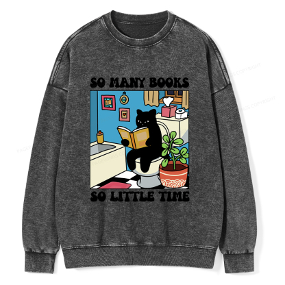 Pagewings So Many Books So Little Time Unisex Washed Sweatshirt
