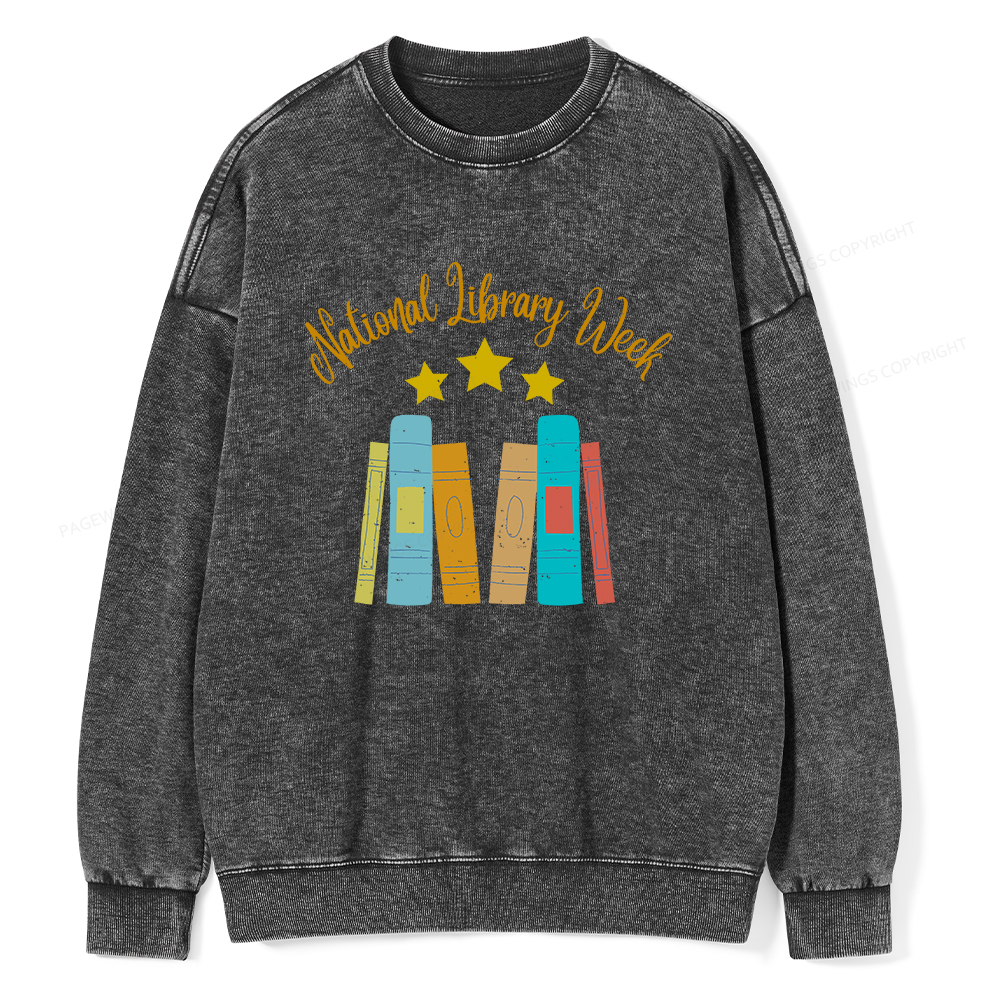 Pagewings National Library Week Unisex Washed Sweatshirt