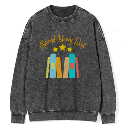 Pagewings National Library Week Unisex Washed Sweatshirt