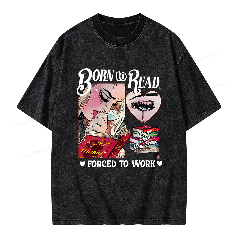 Pagewings Born To Read Bookish Unisex Washed T-shirt