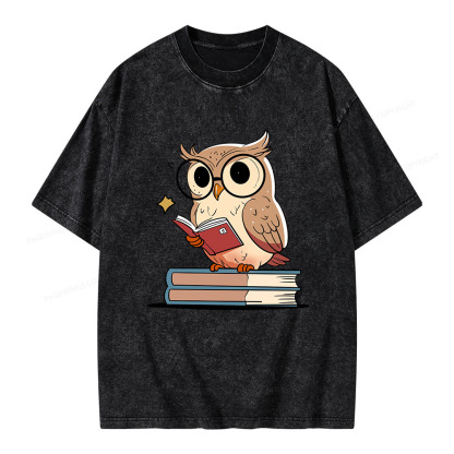 Pagewings The Owl Reader Unisex Washed T-shirt