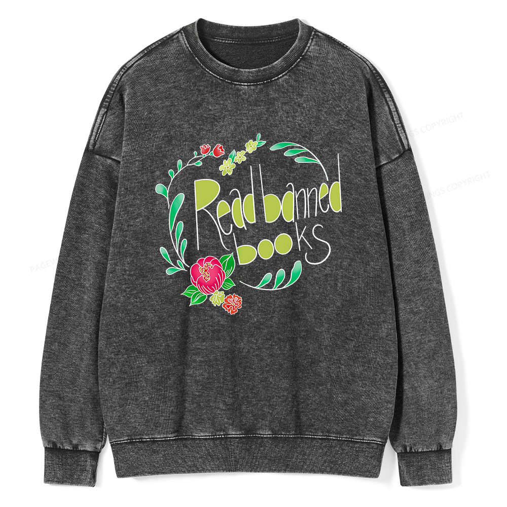 Pagewings Read Banned Books Unisex Washed Sweatshirt