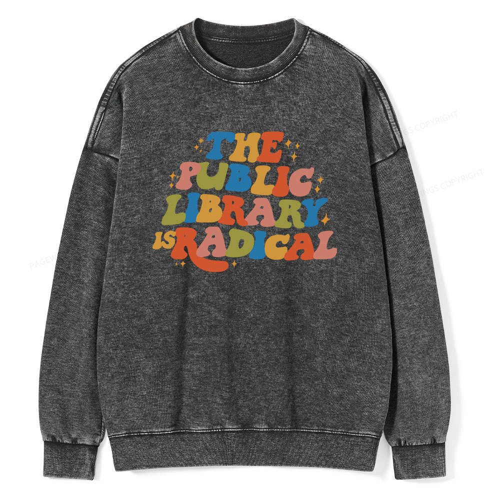 Pagewings Public Library Unisex Washed Sweatshirt