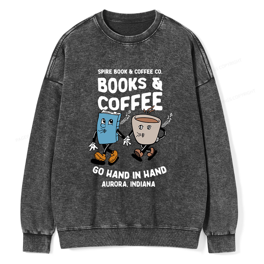 Pagewings Books Coffee Unisex Washed Sweatshirt