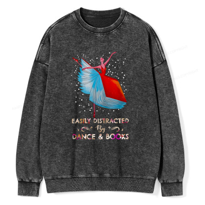 Pagewings Eaily Ditracted By Dance Book Unisex Washed Sweatshirt