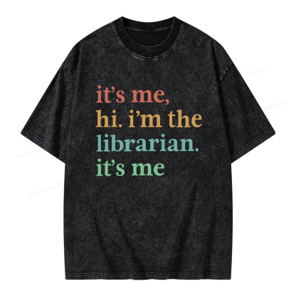 Pagewings It's Me Hi I'm The Librarian It's Me Unisex Washed T-shirt