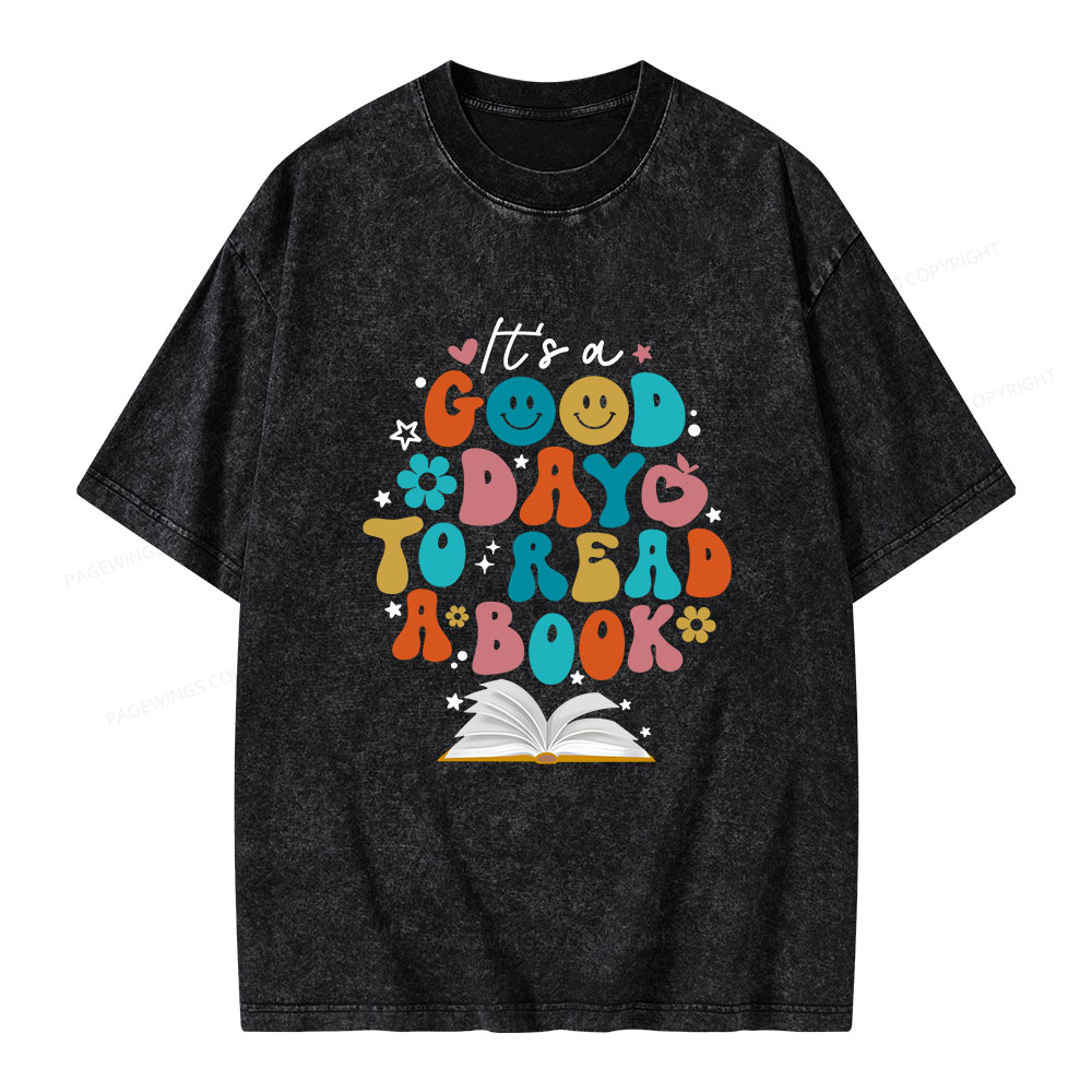 Pagewings Good Day To Read A Book Unisex Washed T-shirt