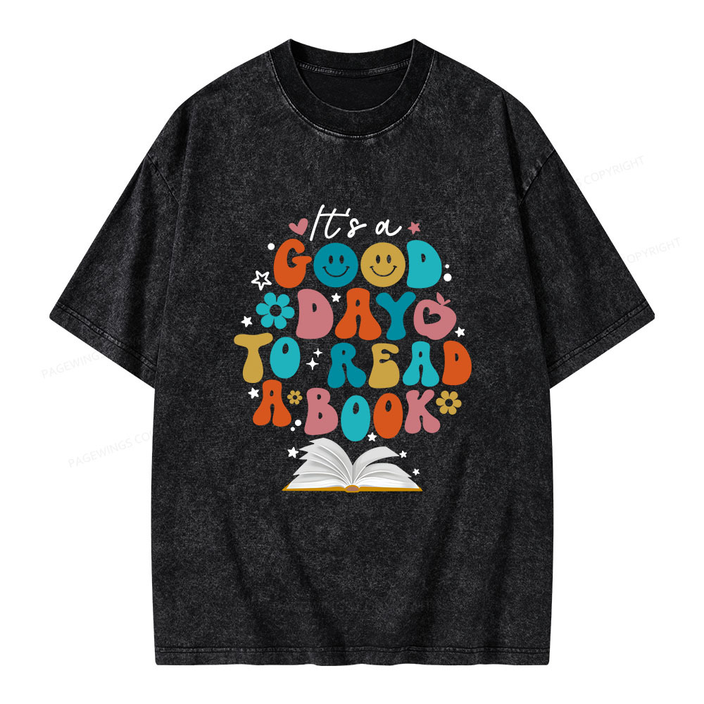 Pagewings Good Day To Read A Book Unisex Washed T-shirt