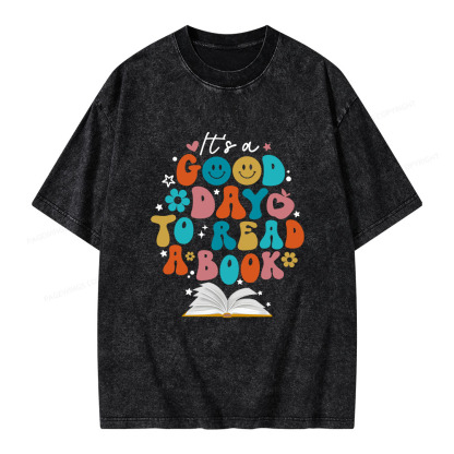 Pagewings Good Day To Read A Book Unisex Washed T-shirt