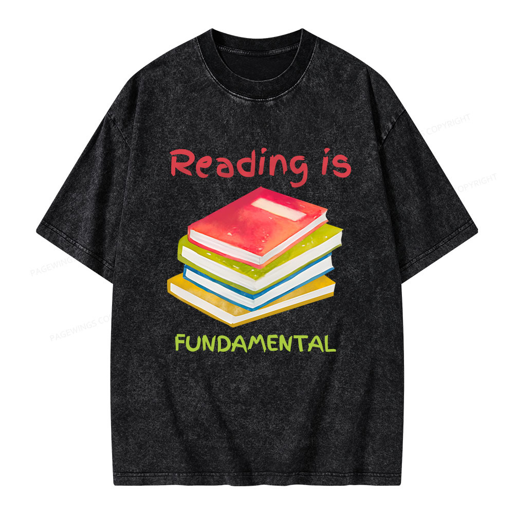 Pagewings Reading is Fundamental Unisex Washed T-shirt