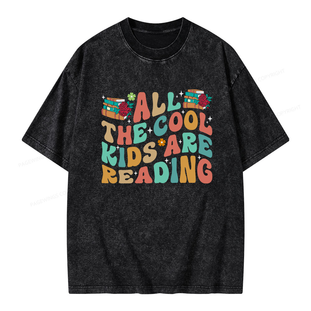 Pagewings All The Cool Kids Are Reading Unisex Washed T-shirt