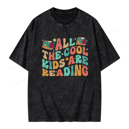 Pagewings All The Cool Kids Are Reading Unisex Washed T-shirt