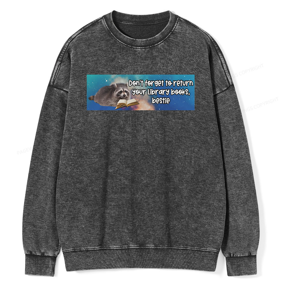 Pagewings Don‘t Forget To Return Your Library Books Unisex Washed Sweatshirt