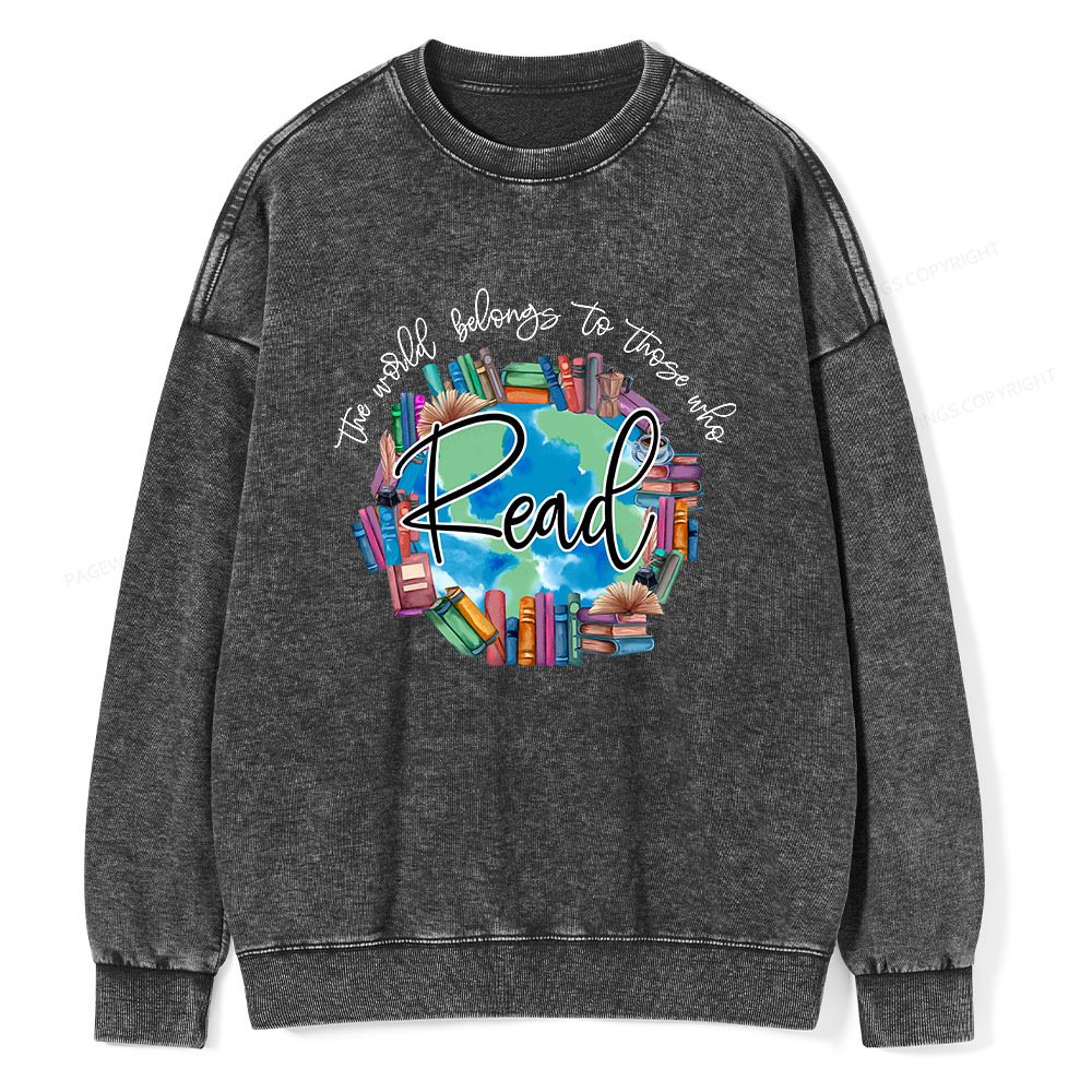 Pagewings World Belongs to Those Who Read Unisex Washed Sweatshirt