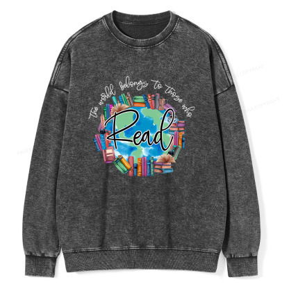 Pagewings World Belongs to Those Who Read Unisex Washed Sweatshirt