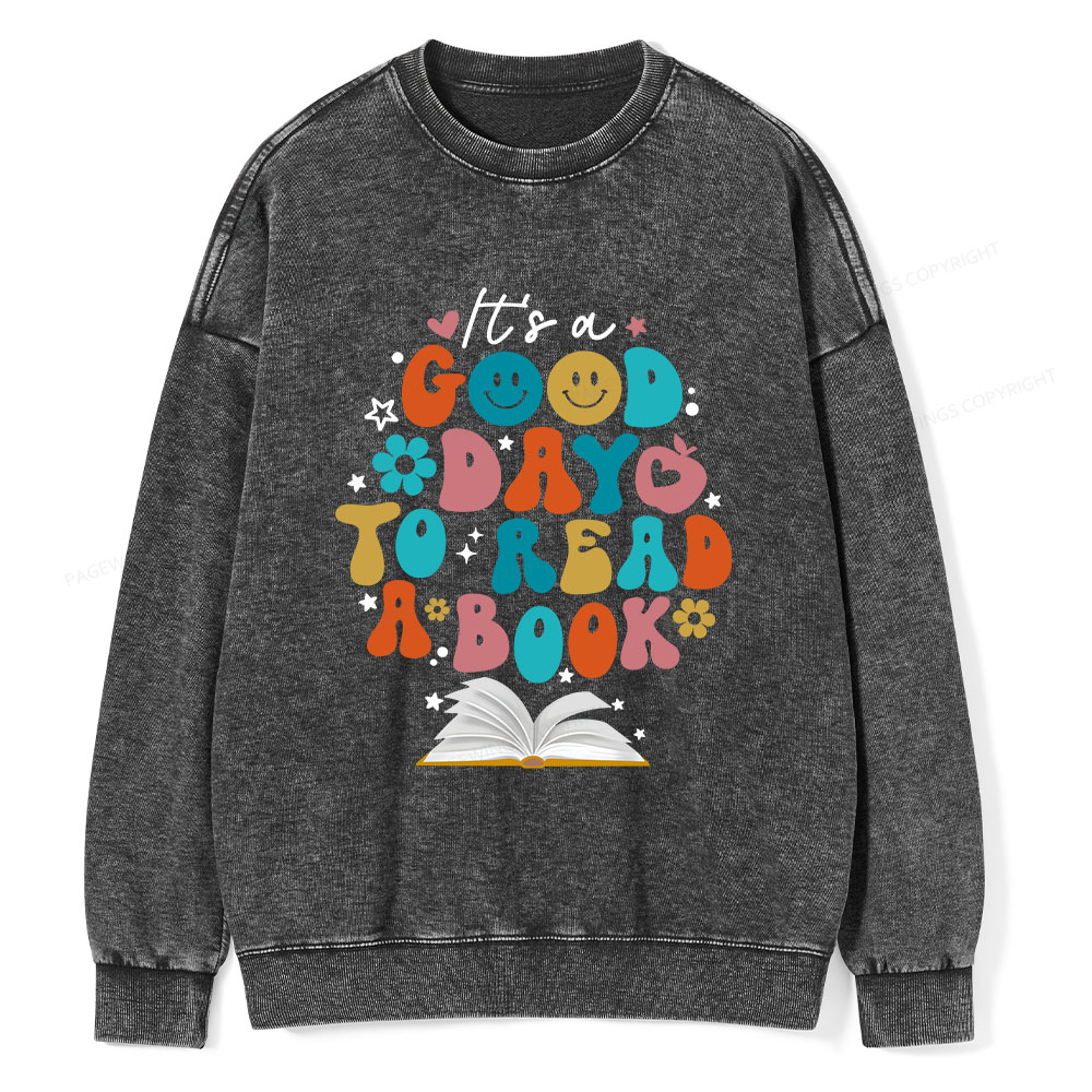 Pagewings Good Day To Read A Book Unisex Washed Sweatshirt