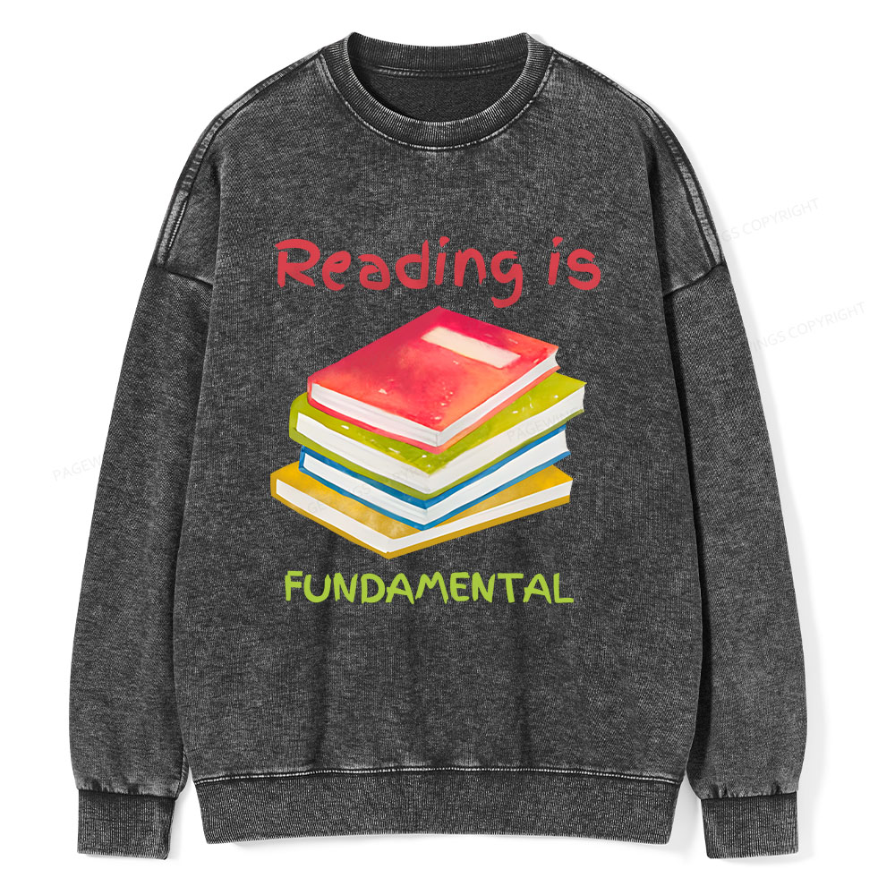 Pagewings Reading is Fundamental Unisex Washed Sweatshirt