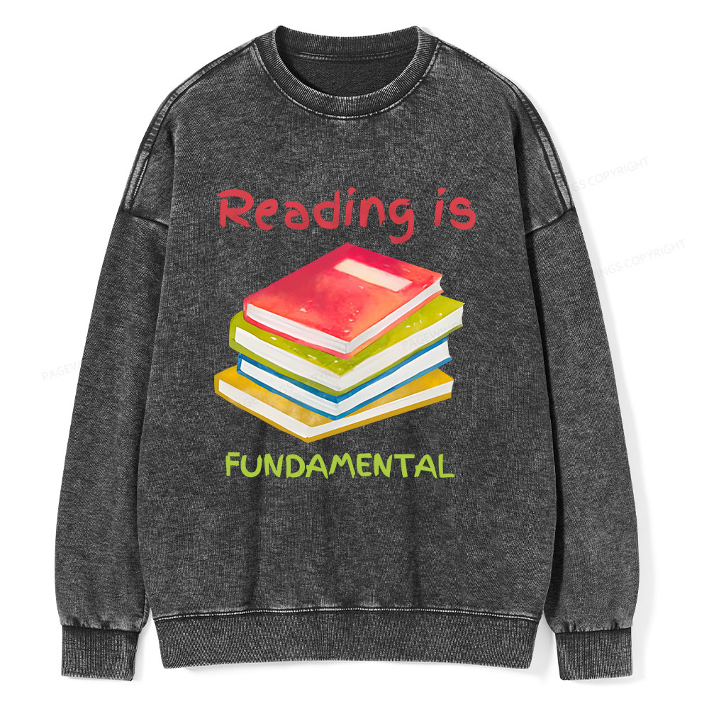 Pagewings Reading is Fundamental Unisex Washed Sweatshirt