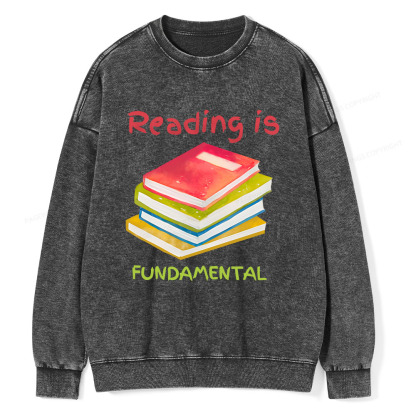 Pagewings Reading is Fundamental Unisex Washed Sweatshirt