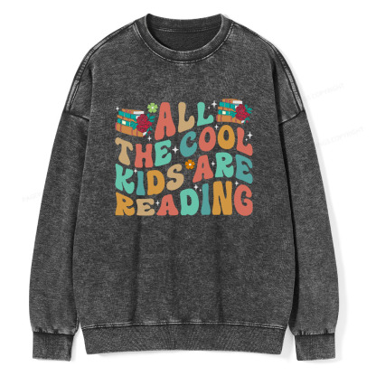 Pagewings All The Cool Kids Are Reading Unisex Washed Sweatshirt