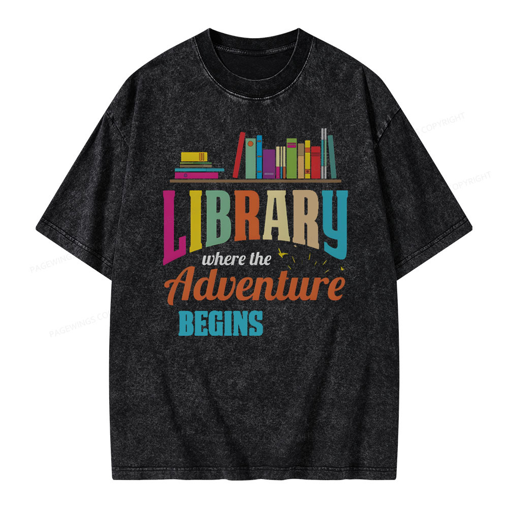 Pagewings Library Fan - book lovers Librarian Reader T-Shirt Unisex Washed T-shirt