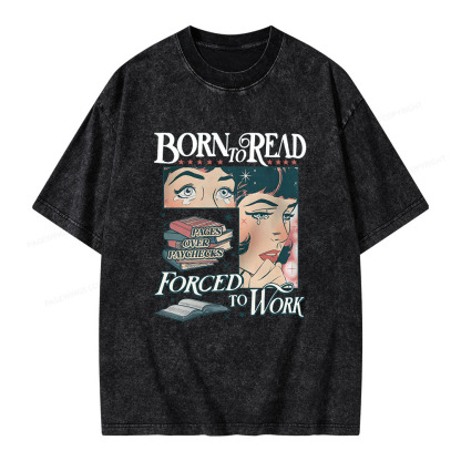 Pagewings Born To Read Bookish Comfor Unisex Washed T-shirt