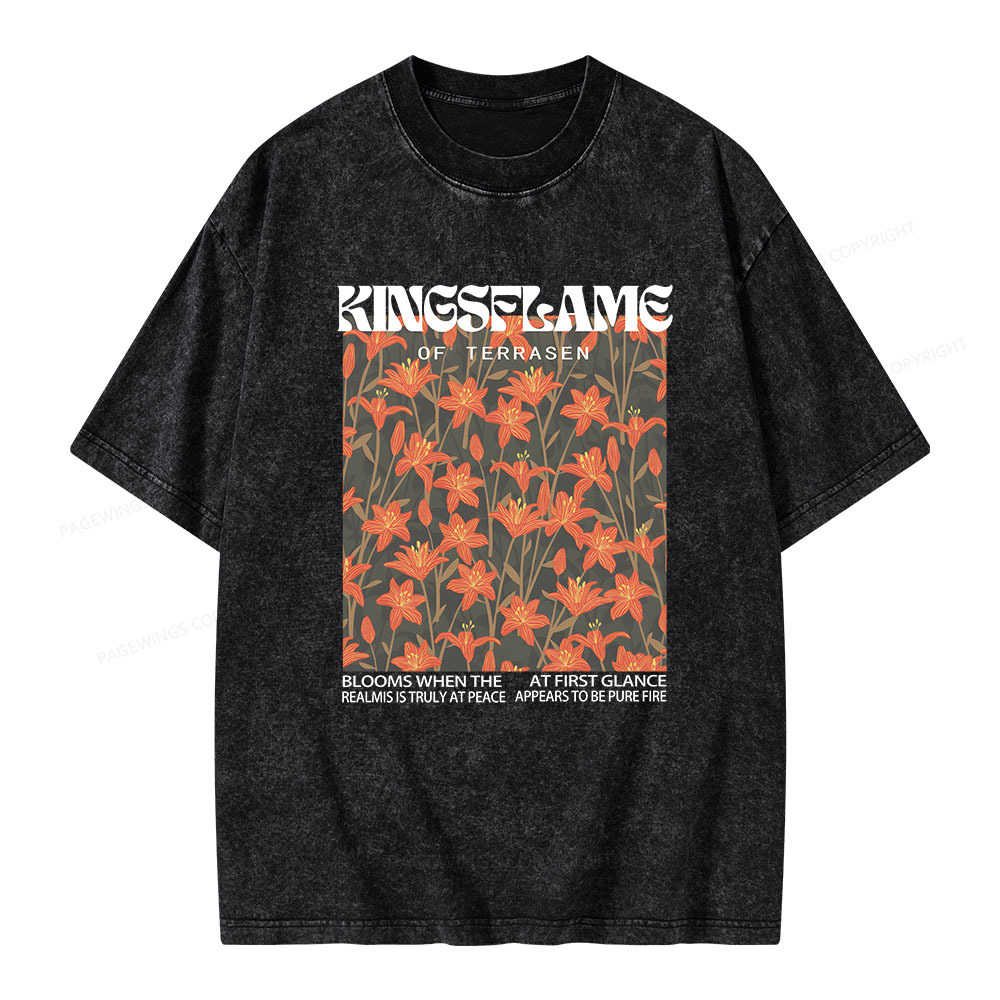 Pagewings Throne Of Glass Kingsflame Flower Aesthetic Unisex Washed T-shirt