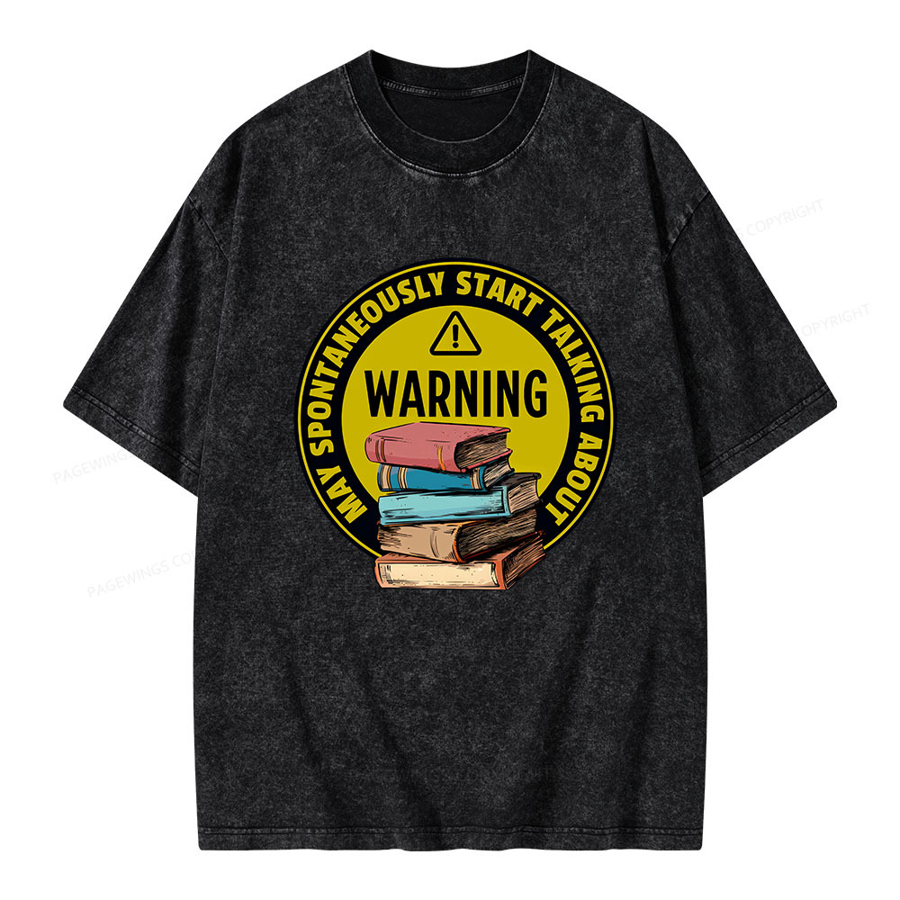 Pagewings Spontaneously Start Talking About Books Unisex Washed T-shirt