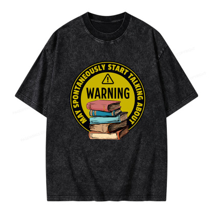 Pagewings Spontaneously Start Talking About Books Unisex Washed T-shirt