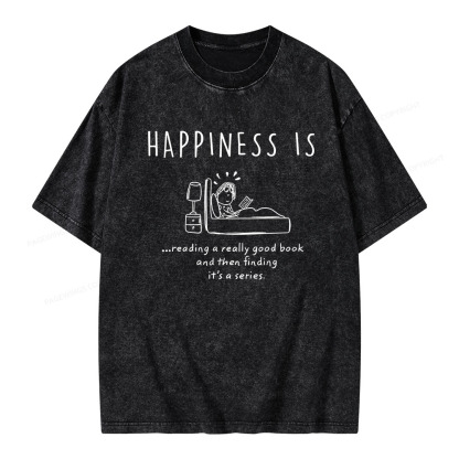 Pagewings Happiness Is...Reading A  Series Unisex Washed T-shirt