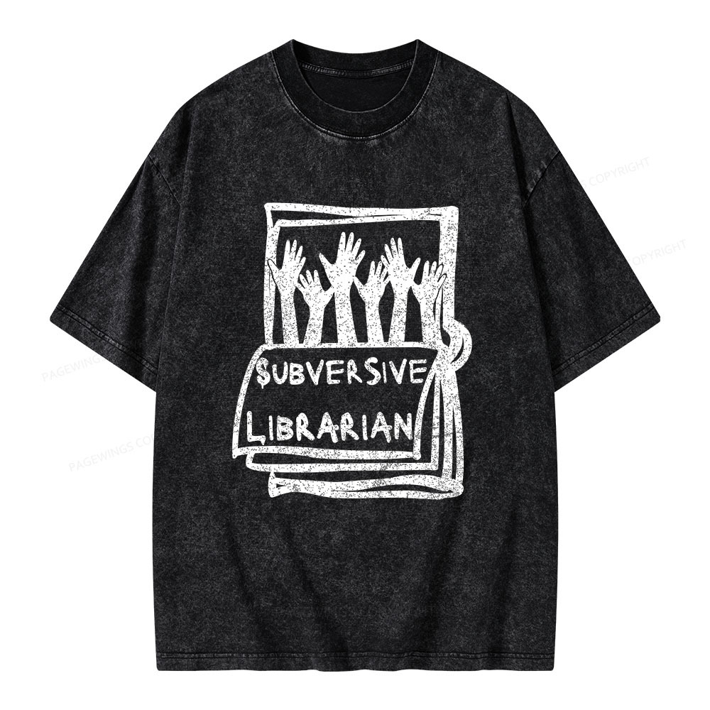 Pagewings Subversive Librarian Unisex Washed T-shirt