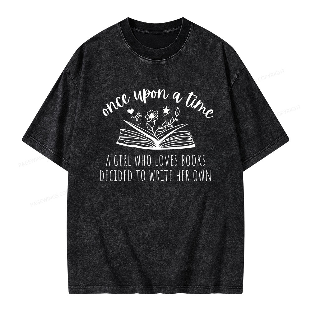 Pagewings Once A Book-Loving Girl Wrote Her Story Unisex Washed T-shirt