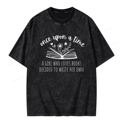 Pagewings Once A Book-Loving Girl Wrote Her Story Unisex Washed T-shirt