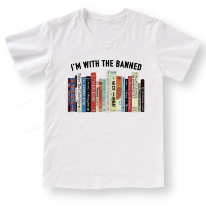 Pagewings I'm With The Banned Reading V-neck T-shirt