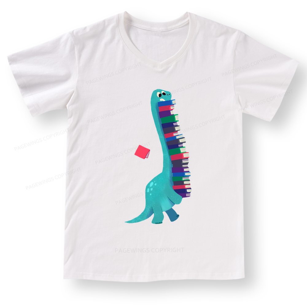 Pagewings Book Dinosaurs V-neck T-shirt
