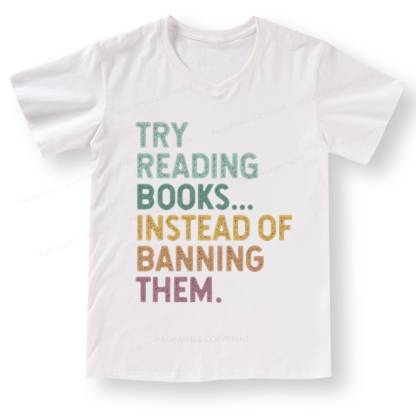 PagewingsTry Reading Books V-neck T-shirt 