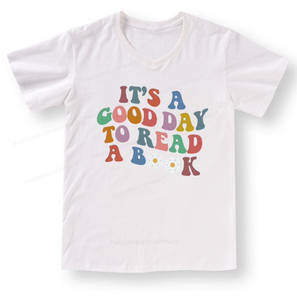 Pagewings It's A Good Day To Read A Book V-neck T-shirt