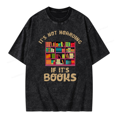 Pagewings Bookshelf Set Of Stacks Of Books Stock Unisex Washed T-shirt