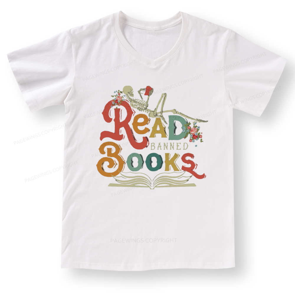 Pagewings Read Banned Books V-neck T-shirt