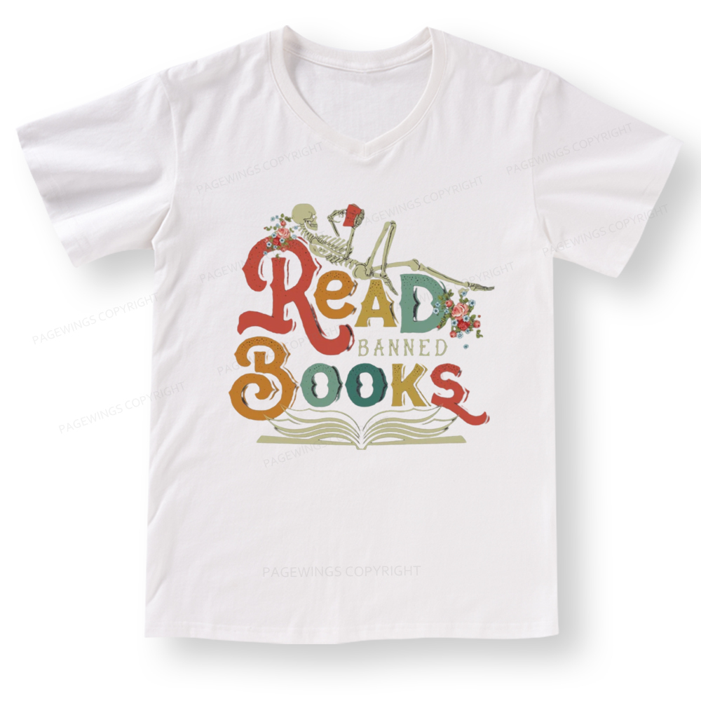 Pagewings Read Banned Books V-neck T-shirt