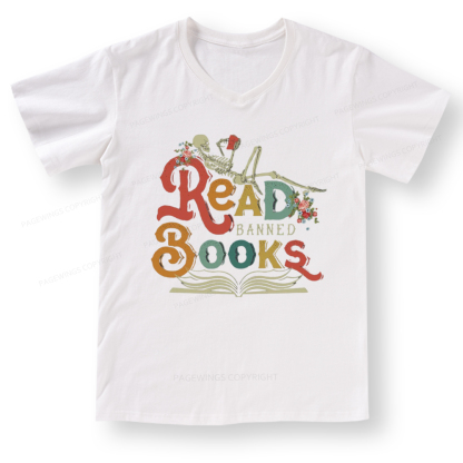 Pagewings Read Banned Books V-neck T-shirt