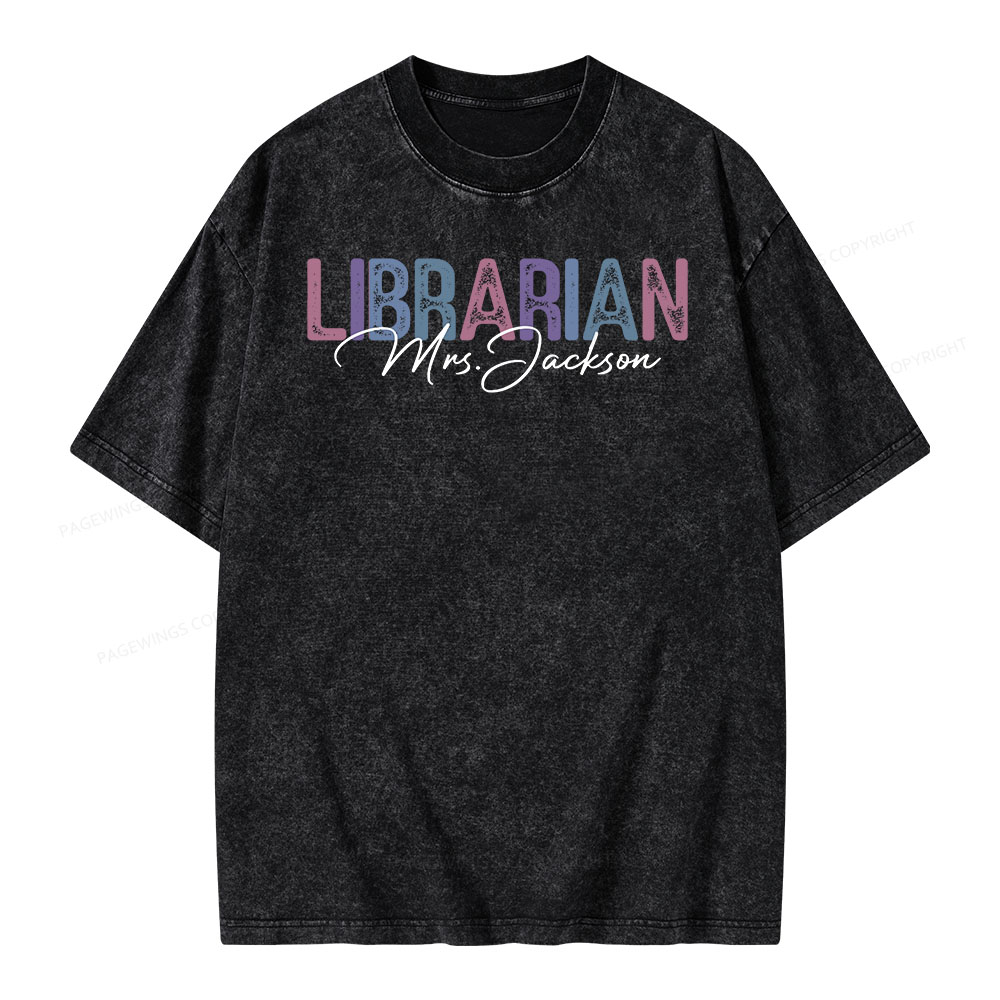 Pagewings Personalized Librarian Shirt Unisex Washed T-shirt