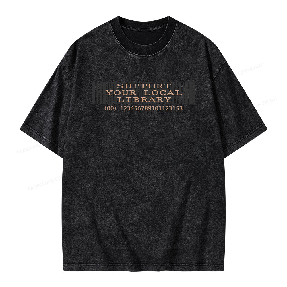 Pagewings Support Your Local Library Unisex Washed T-shirt