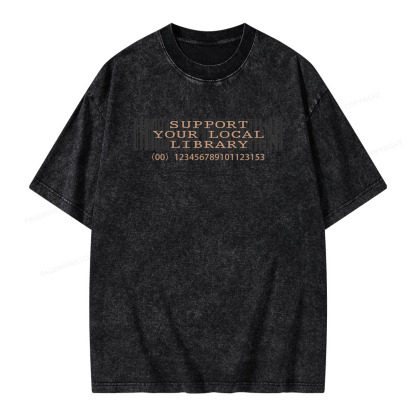 Pagewings Support Your Local Library Unisex Washed T-shirt
