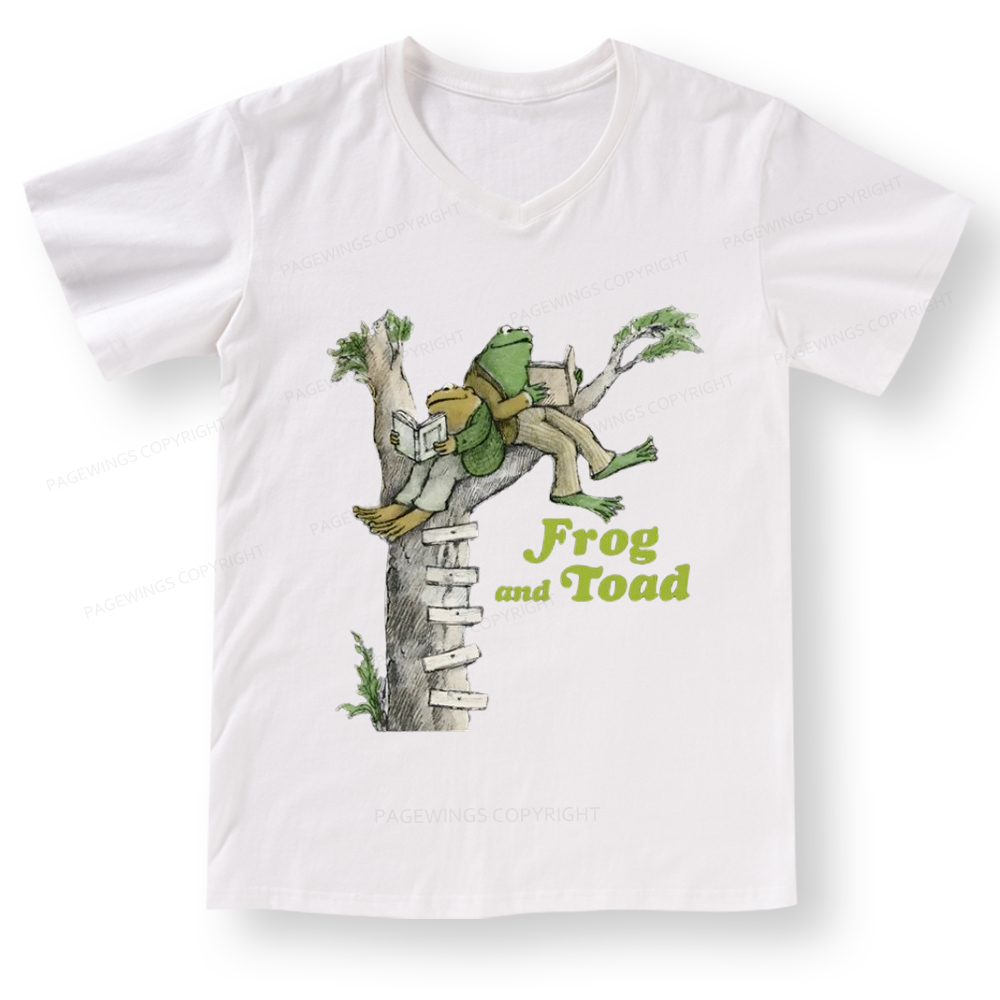 Pagewings Frog and Toad Old Book V-neck T-shirt