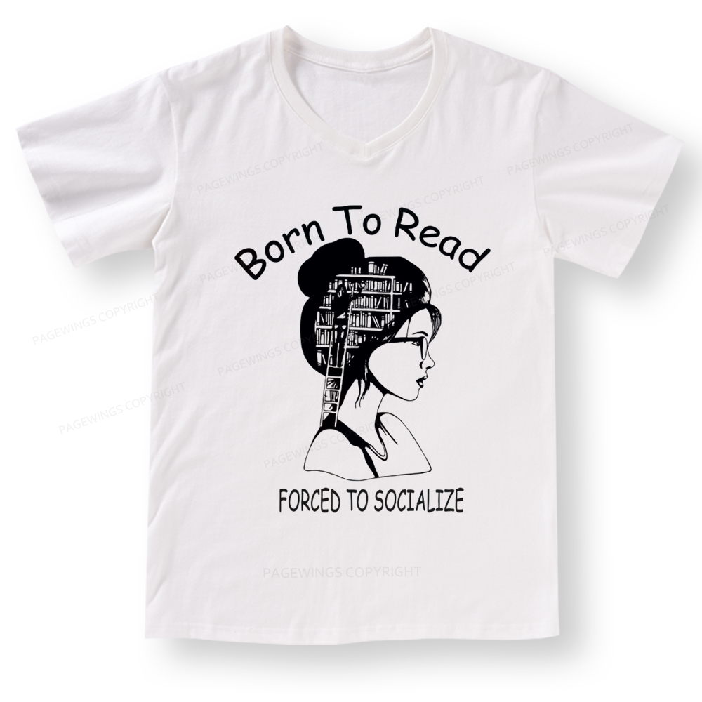 Pagewings Born To Read V-neck T-shirt