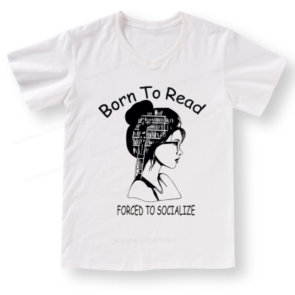 Pagewings Born To Read V-neck T-shirt
