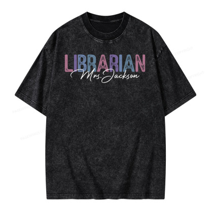 Pagewings Personalized Librarian Shirt Unisex Washed T-shirt